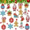 20 Pieces Christmas Diamond Art Ornaments Tags 5d DIY Diamond Painting Keychains Kit Christmas Hanging Diamond Art Kits Diamond Art Christmas Ornaments for Xmas DIY Crafts(Lovely Style)